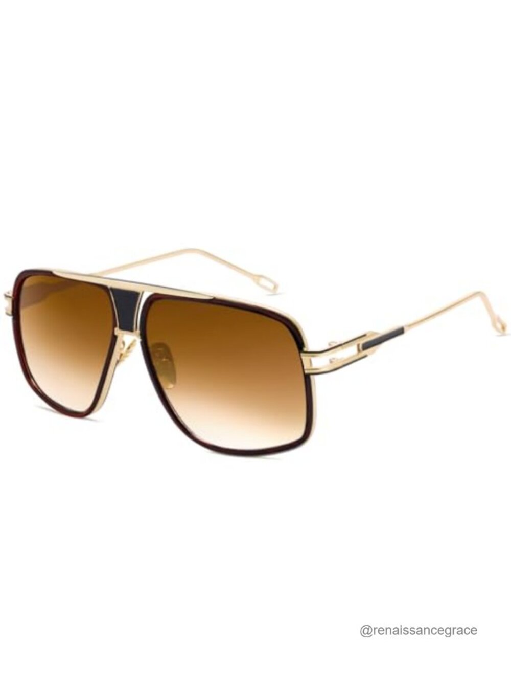 Oversized 70s Retro Aviator Sunglasses Men Disco Tinted Shades Gold Metal Frame